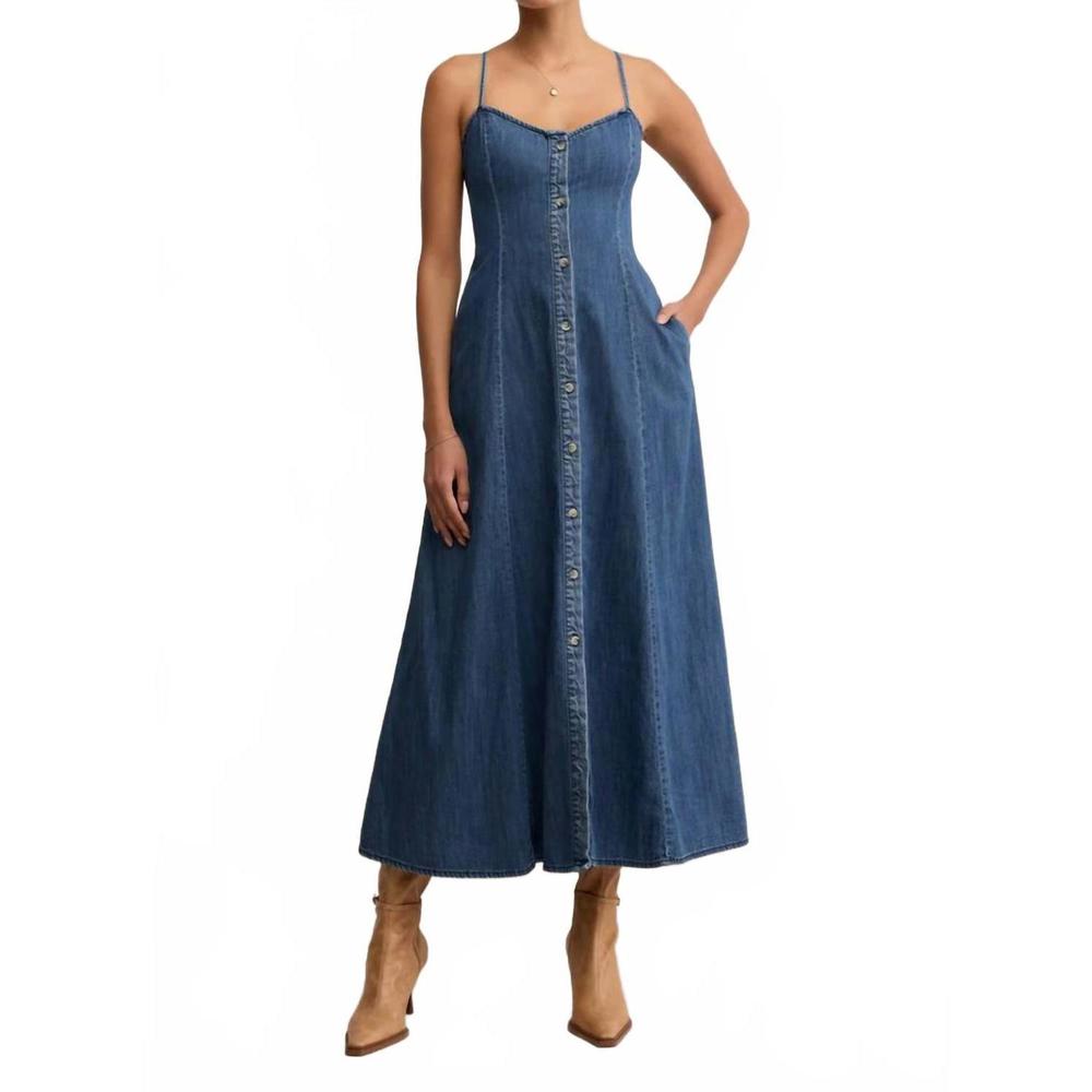 Z Supply Blue Denim Button-Front Midi Dress